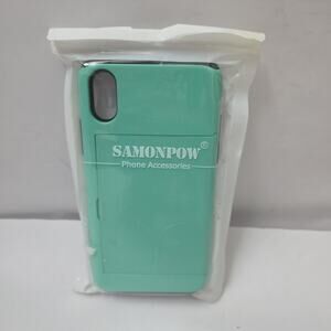 iPhone XS / iPhone X Protective Dual-layer Hybrid Wallet Phone Case Mint Green
